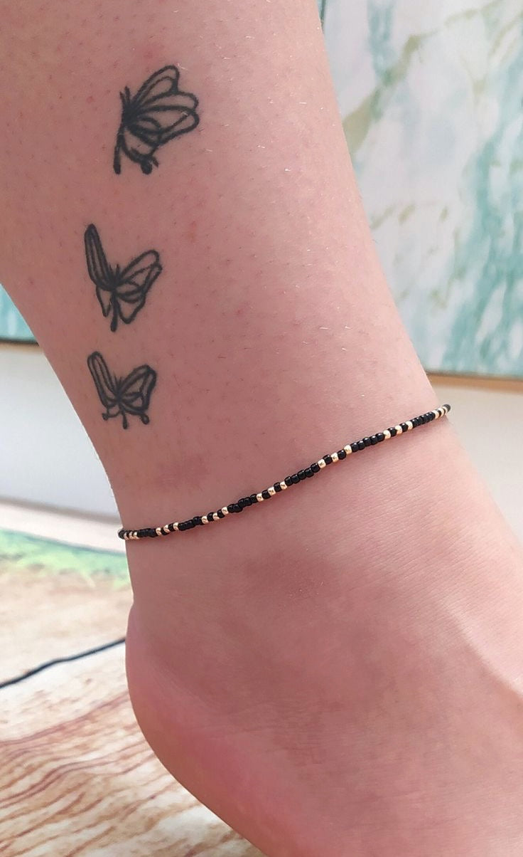 BLACK AND GOLDEN - DELICATE ANKLET