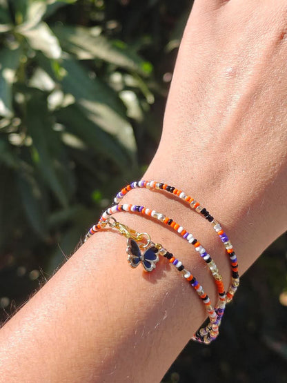 3 layer Butterfly Beaded Charm bracelet
