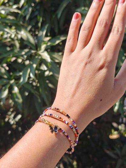 3 layer Butterfly Beaded Charm bracelet