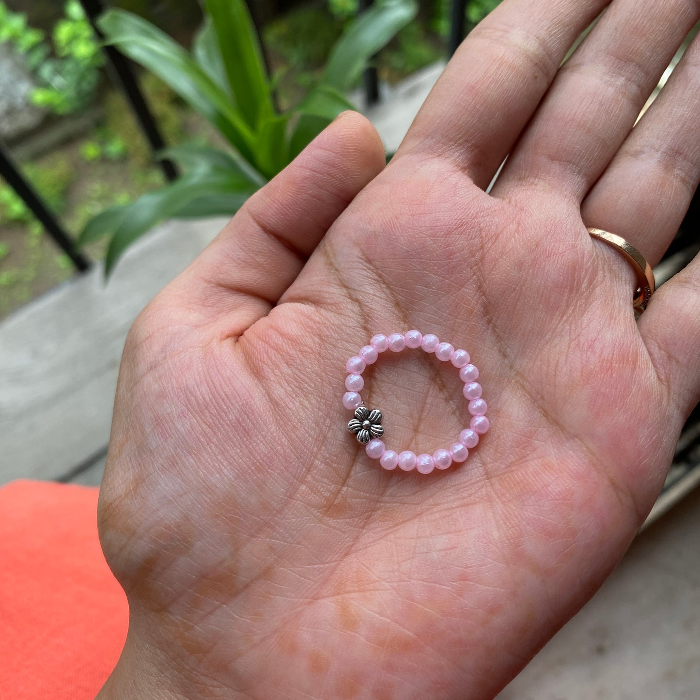 Pink Pearls Flower Ring