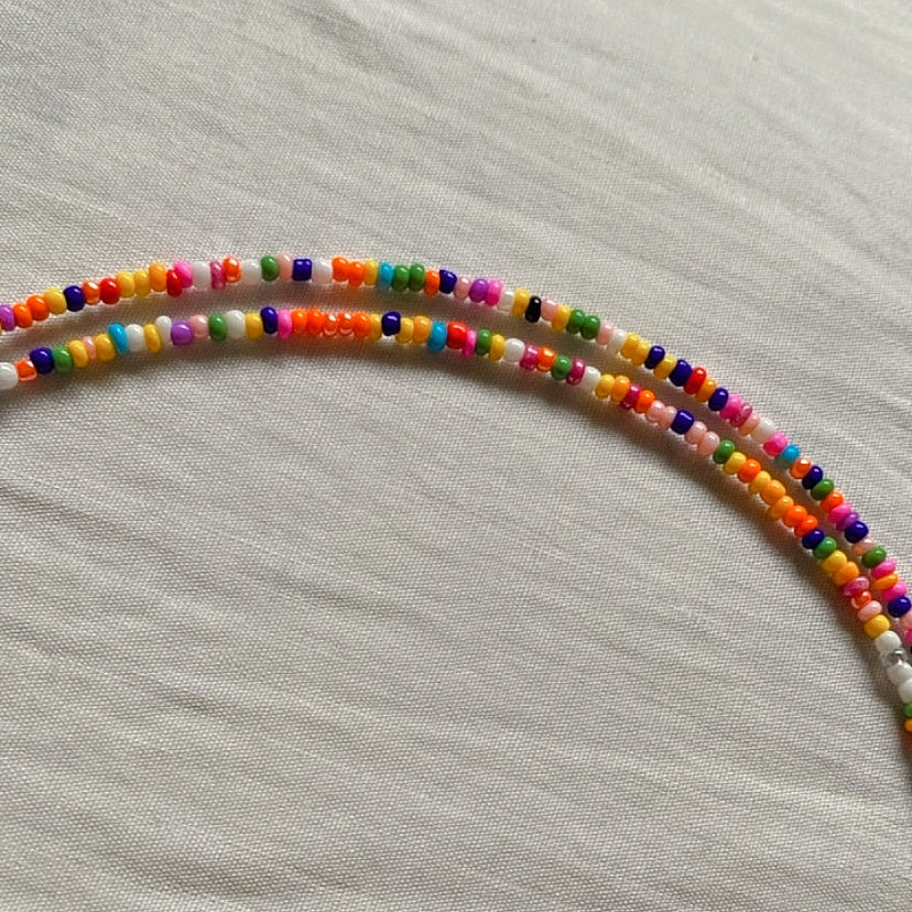 Multicolor Double Layer Beaded Necklace with Shell
