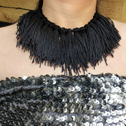 BLACK TASSEL CHOKER NECKLACE