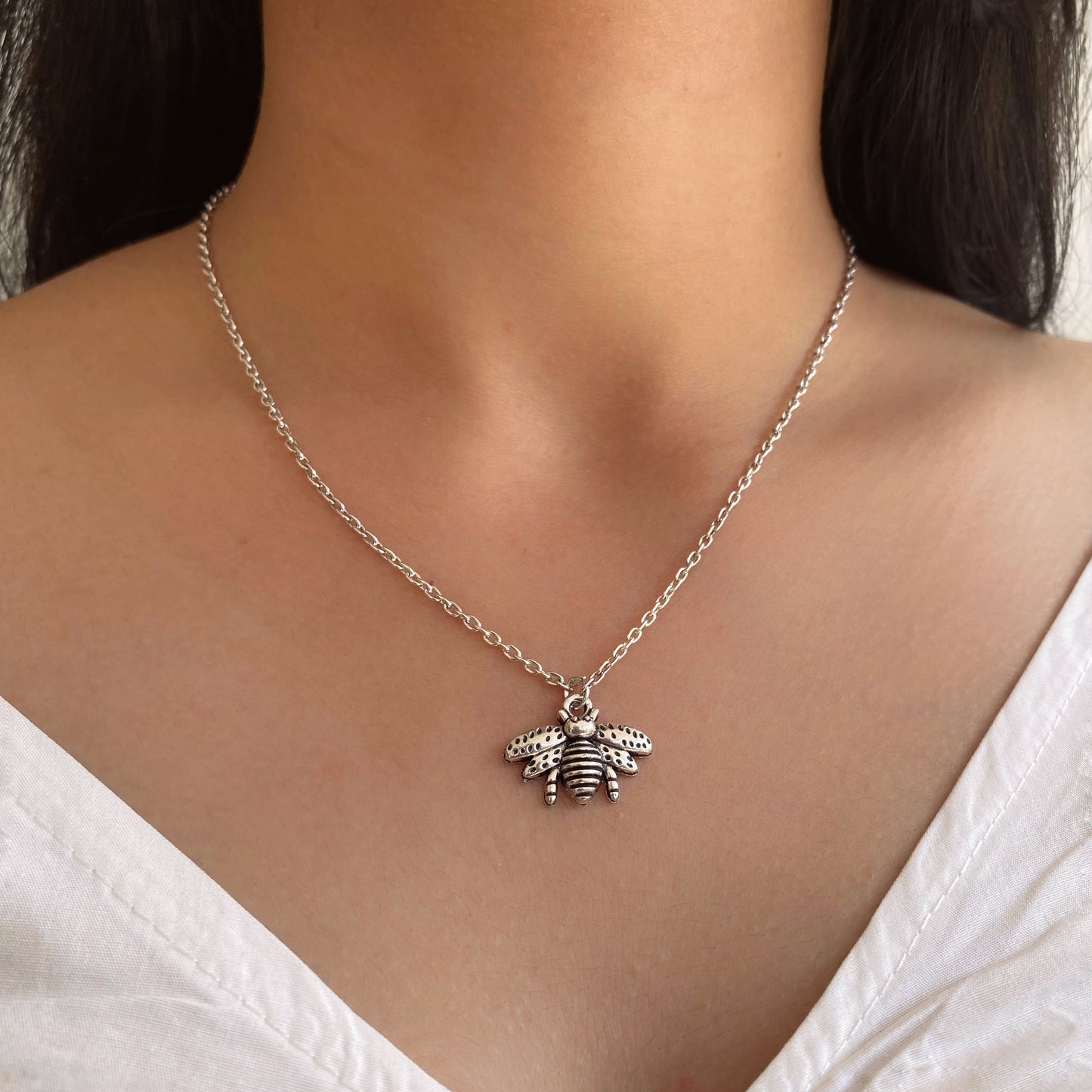 SILVER BEE NECKLACE