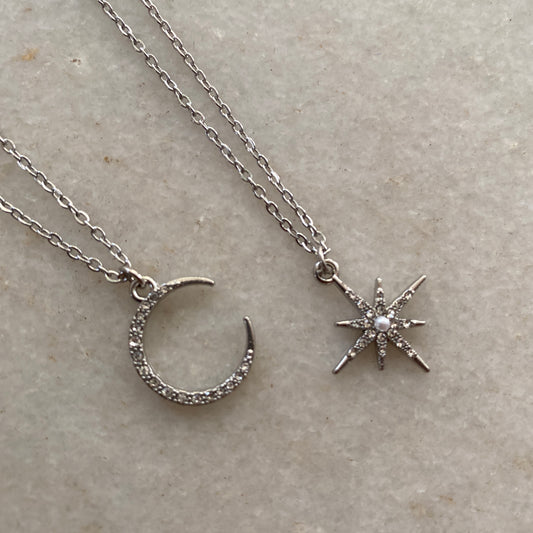 BEST FRIENDS COMBO MOON AND STAR NECKLACES