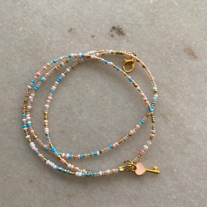 3 LAYER PASTEL BRACELET WITH KEY