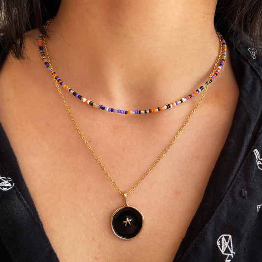 DOUBLE LAYER BLACK STAR NECKLACE