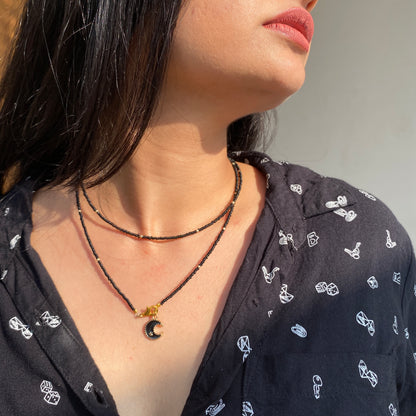 DOUBLE LAYER BLACK MOON NECKLACE