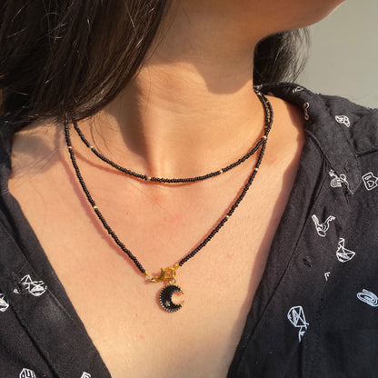 DOUBLE LAYER BLACK MOON NECKLACE