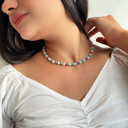 MULTI CRYSTAL CHOKER NECKLACE