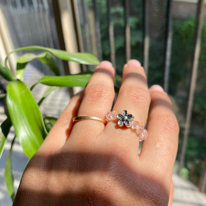 Nude Crystal Flower Ring