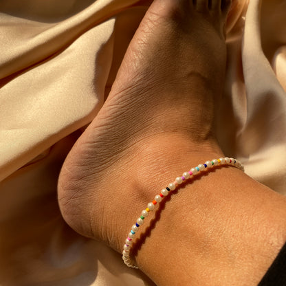 SMALL PEARL ANKLETS WITH BEADS