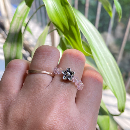 Nude Crystal Flower Ring