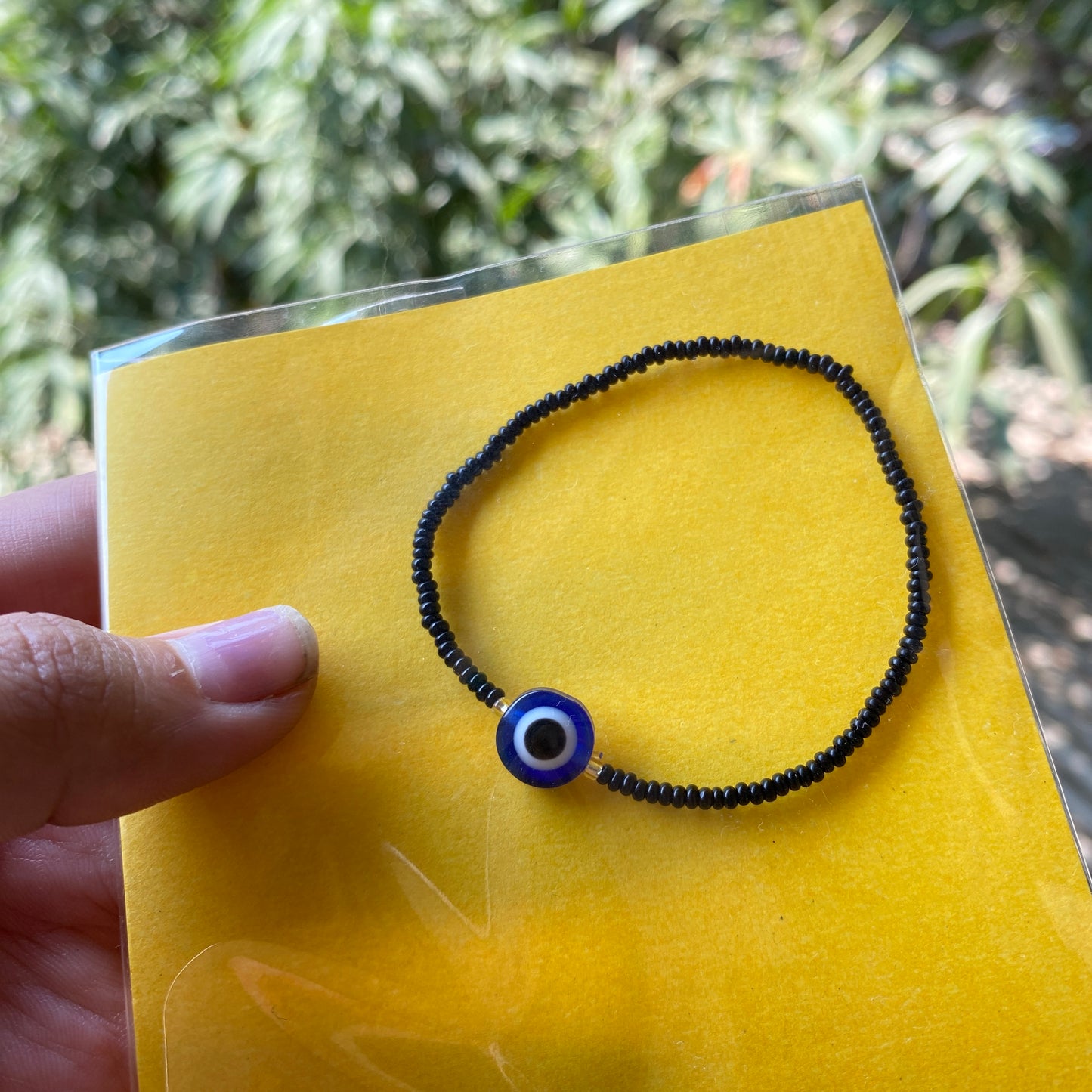 Black Seed beaded Evil eye bracelet